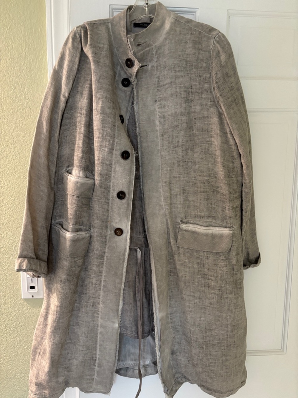 Light Gray Women's Long Button-Front Coat